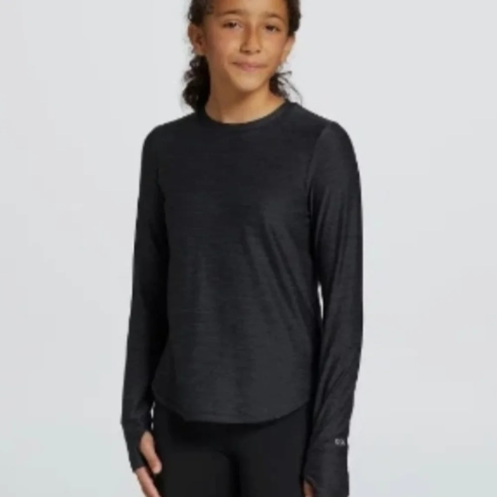 DSG Girls 365 Long Sleeve Tee In Pure Black Size XS (6-7)